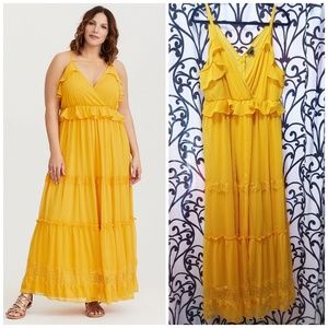TORRID Plus Mustard Yellow Chiffon Maxi Dress